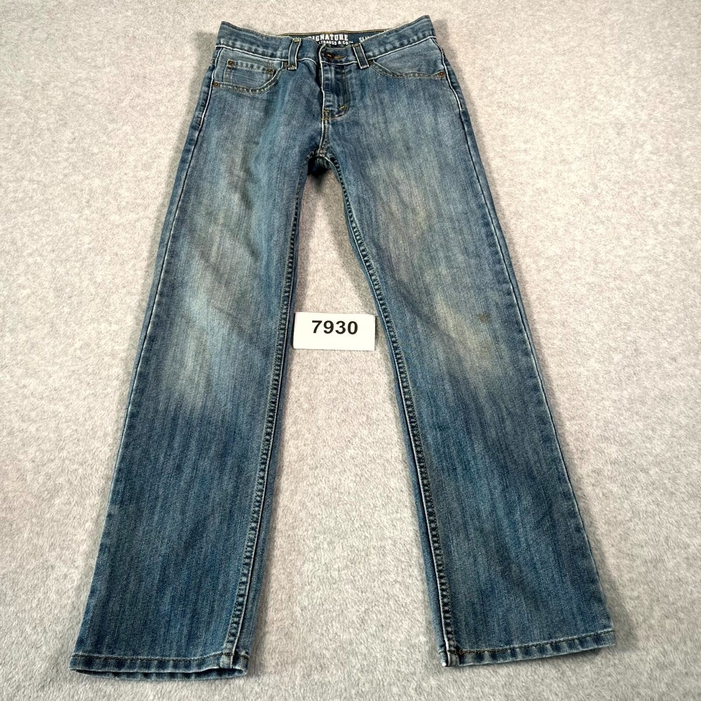 Signature by Levi's Women Slim Straight Jeans 14 Regular Blue Denim Straight Leg